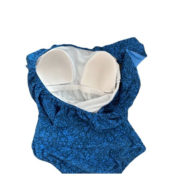 Profile By Gottex Petrol Blue Mehndi One Shoulder Ruffle Swimsuit Womens Size 14 - Picture 6 of 16